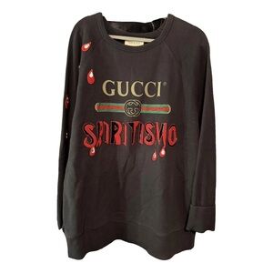 Gucci Black Crewneck Sweatshirt with Gold Logo Detail